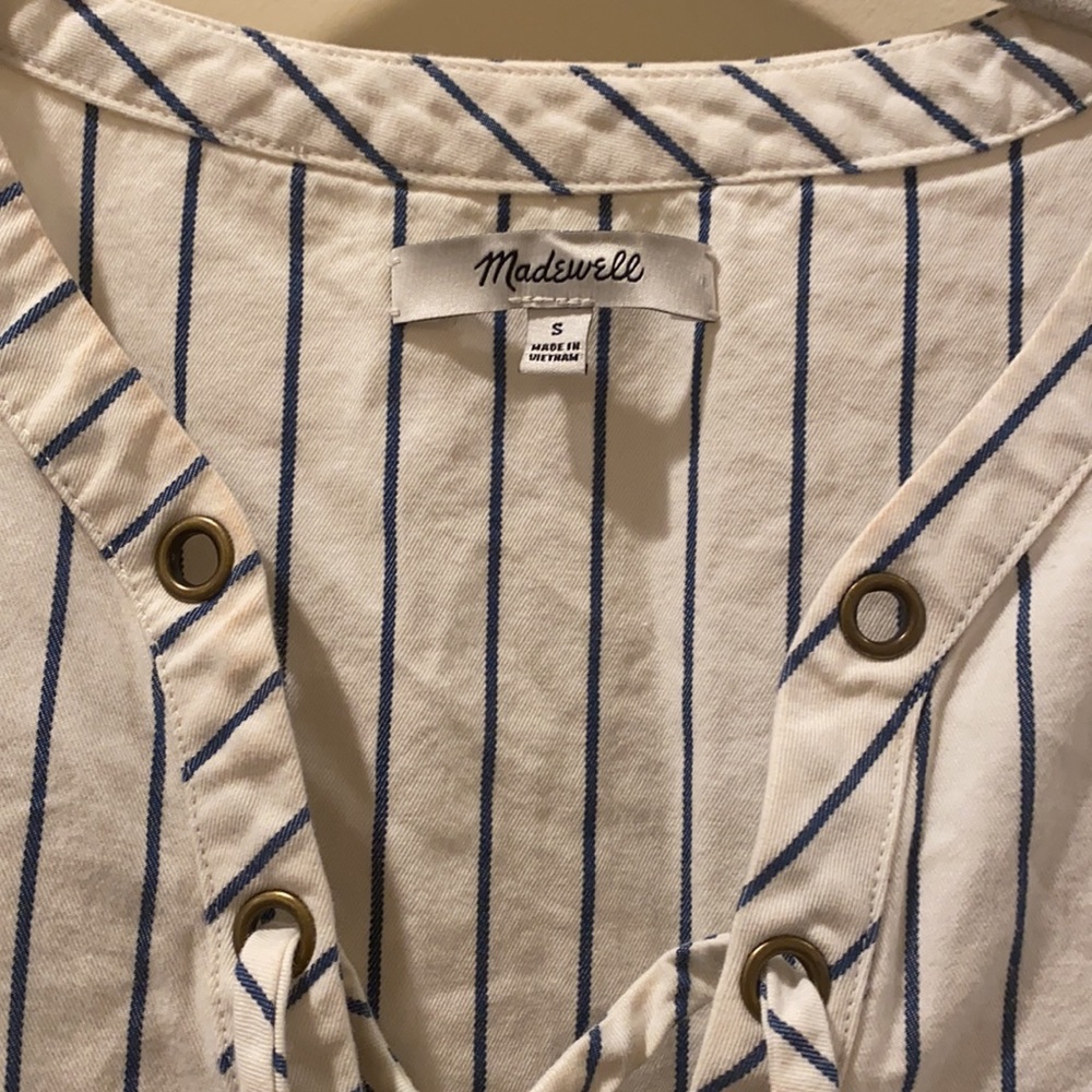 Madewell Harbor Lace-Up Striped Shift Dress Size S - Picture 6 of 9